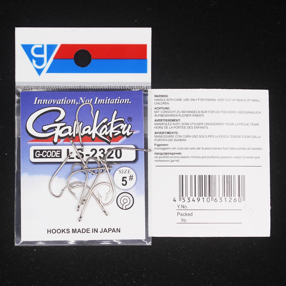 Gamakatsu Fishing Hooks 5/0#-5#  Long Shank Fishing Hook High Carbon Steel Sharp Barbed Offset Narrow Bait Hook
