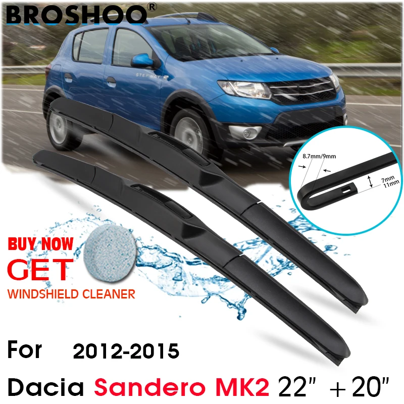 

Car Wiper Blade Front Window Windscreen Windshield Wipers Blades J hook Auto Accessories For Dacia Sandero MK2 22"+20" 2012-2015