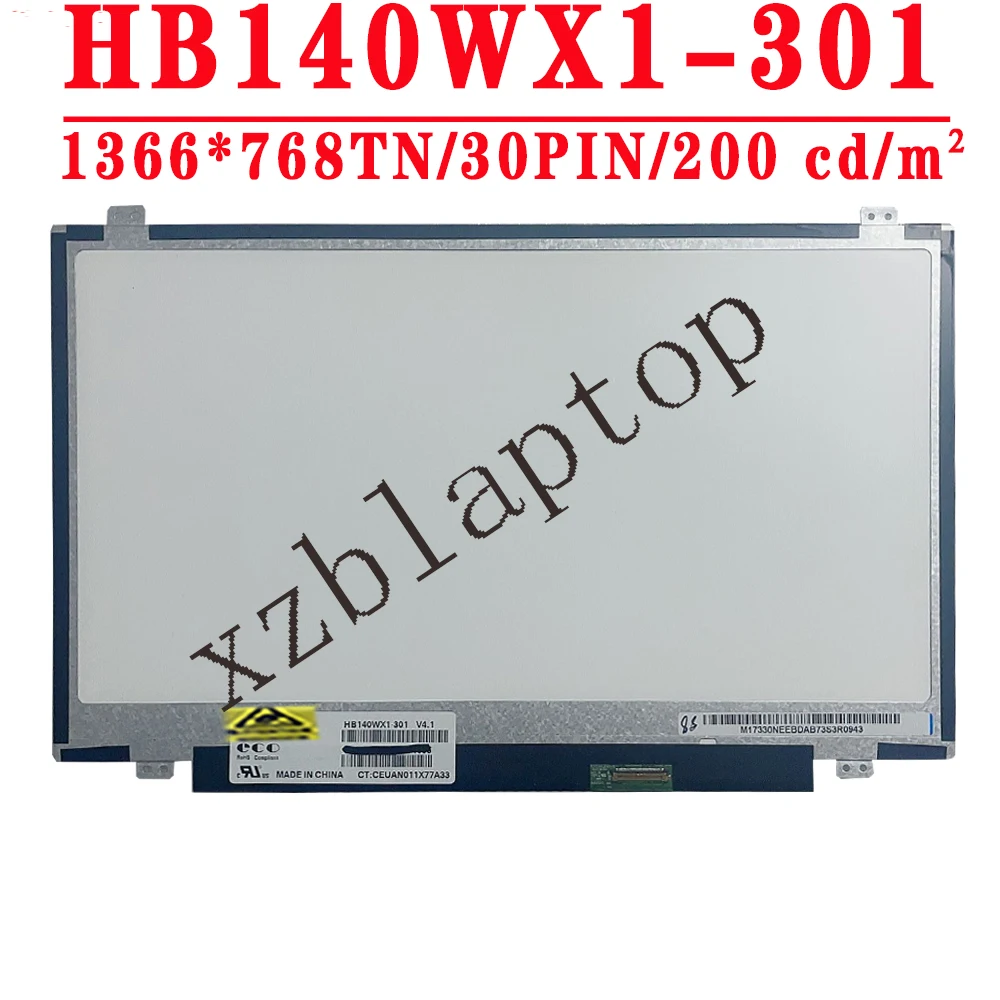 

HB140WX1 Φ 14,0 дюймов 1366x768 TN EDP 30 контактов 45% NTSC 60 Гц 200 cd/м² коэффициент контрастности 600:1 ЖК-экран для ноутбука