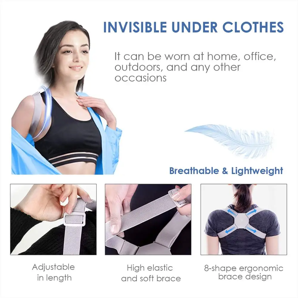 Bokeds Intelligent Posture Corrector Electronic Reminder Back Support Adjustable Smart Brace Support Belt Shoulder Training Belt