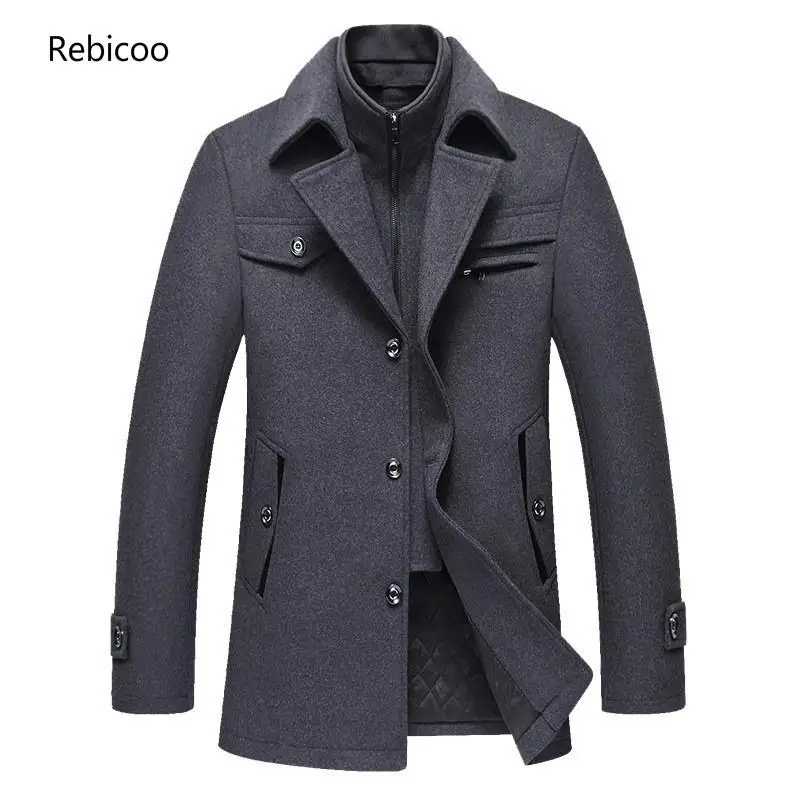 

Casual Brand Men Blends Coats Autumn Winter New High Quality Solid Color Men's Wool Coat Male Fashion Wool Coat Tops