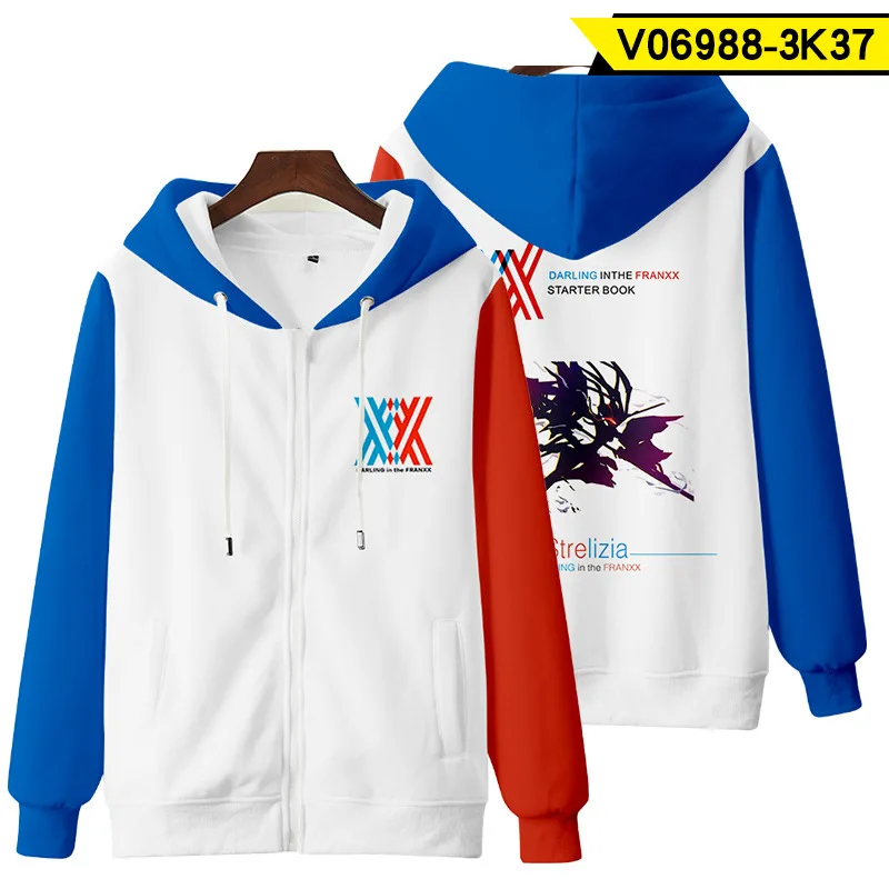 Sweat-shirt à capuche avec fermeture éclair pour hommes et femmes, Costume de Cosplay Anime Darling In The Franxx Zero Two 02 HIRO ICHIGO MIKU KOKORO 3D