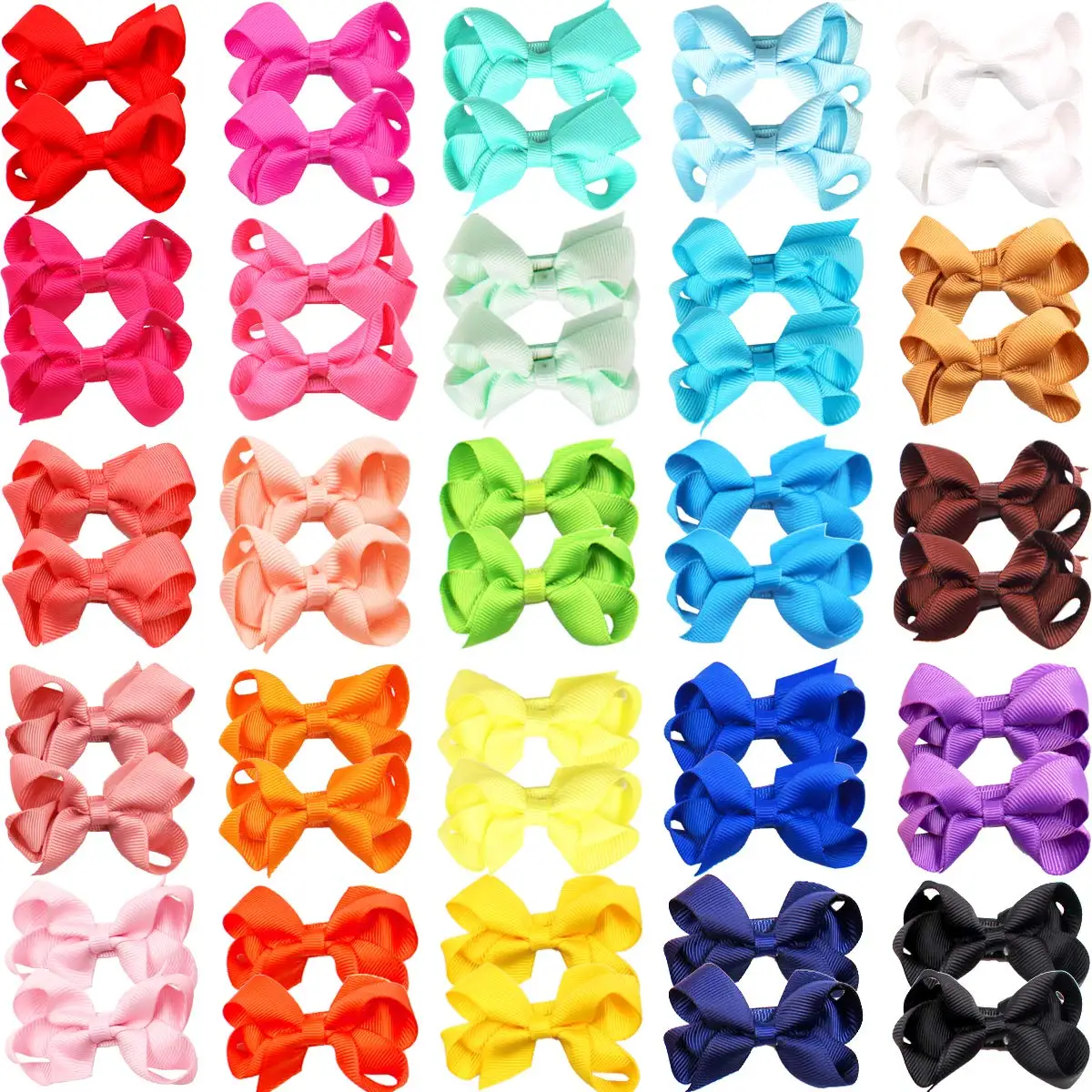 

50PCS Hair Bows Clips Grosgrain Ribbon Tiny 2" Hair Clip Hairpins for Kids Baby Girls Infants Toddlers Women Hair Accessories