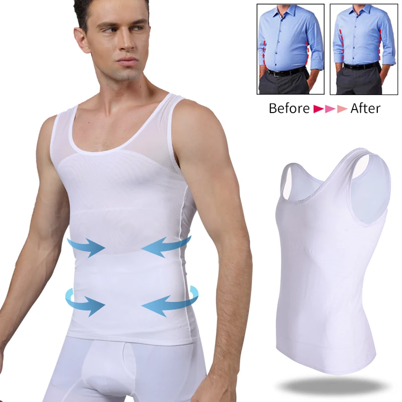 Mens Gynecomastia Compression Shirts Chest Slimming Body Shaper Tummy Control Shapewear Abdomen Slim Vest Waist Trainer Corset