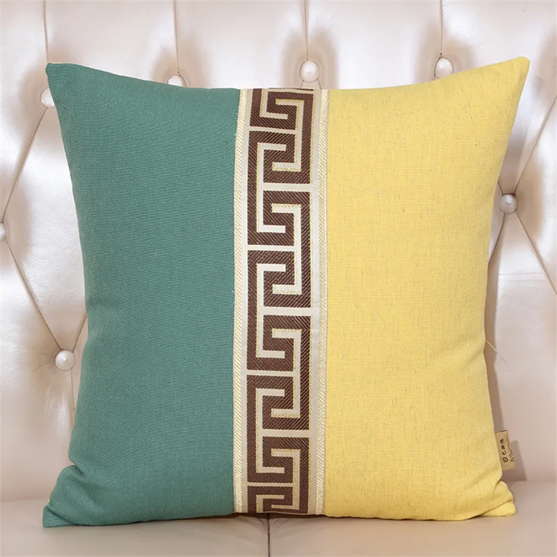 New Chinese style Pillow set Embroidery White and Brown Pillowcase Home Living Room Comfortable Hotel Home 45x45cm cover