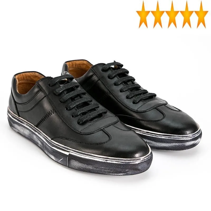 

Up 2021 Lace Classic Korean Casual For Men Brand Real Cow Leather Flats Pumps Preppy Boys Street Footwear Breathable Shoes