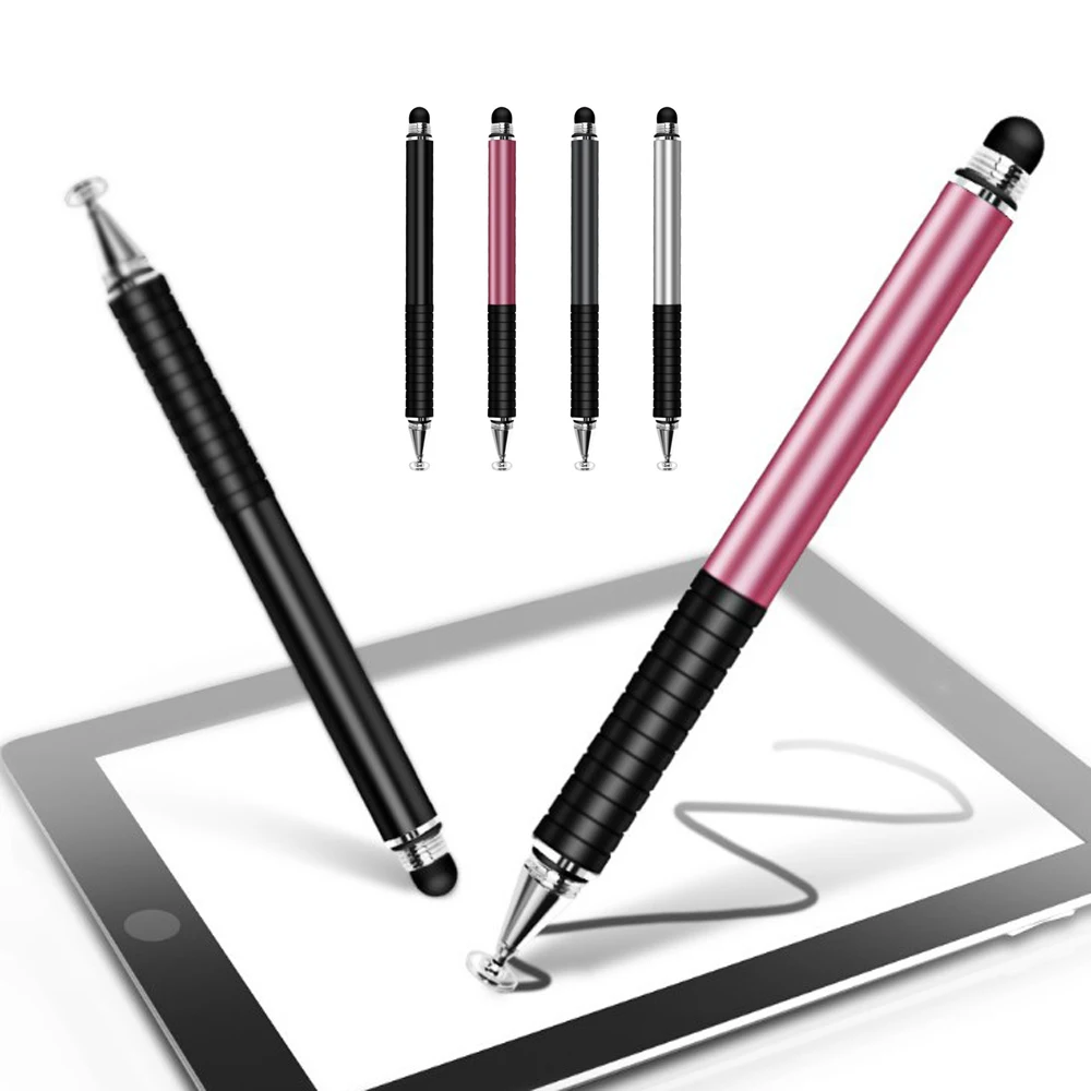 

50pcs/lot 2 in 1 Microfiber Touch Head Capacitive Touch Stylus Pen Drawing Pen with Conductive Touch Sucker for iPad Samsung