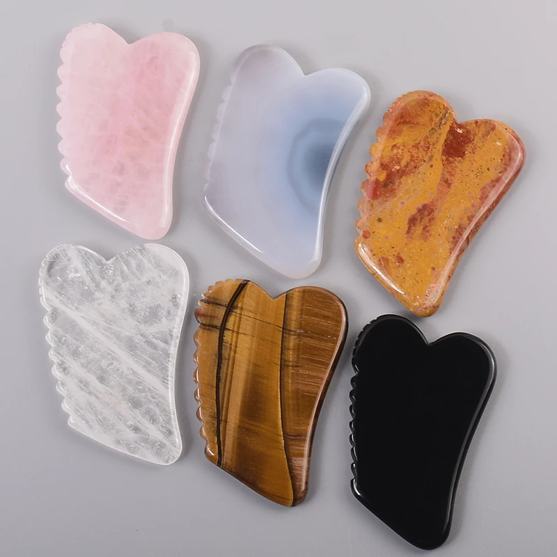 

New Face Care Sawtooth Gua Sha Tool Beauty Health Product Natural Stone Rose Quartz Scraper Massager Neck Skin Scraping Massage