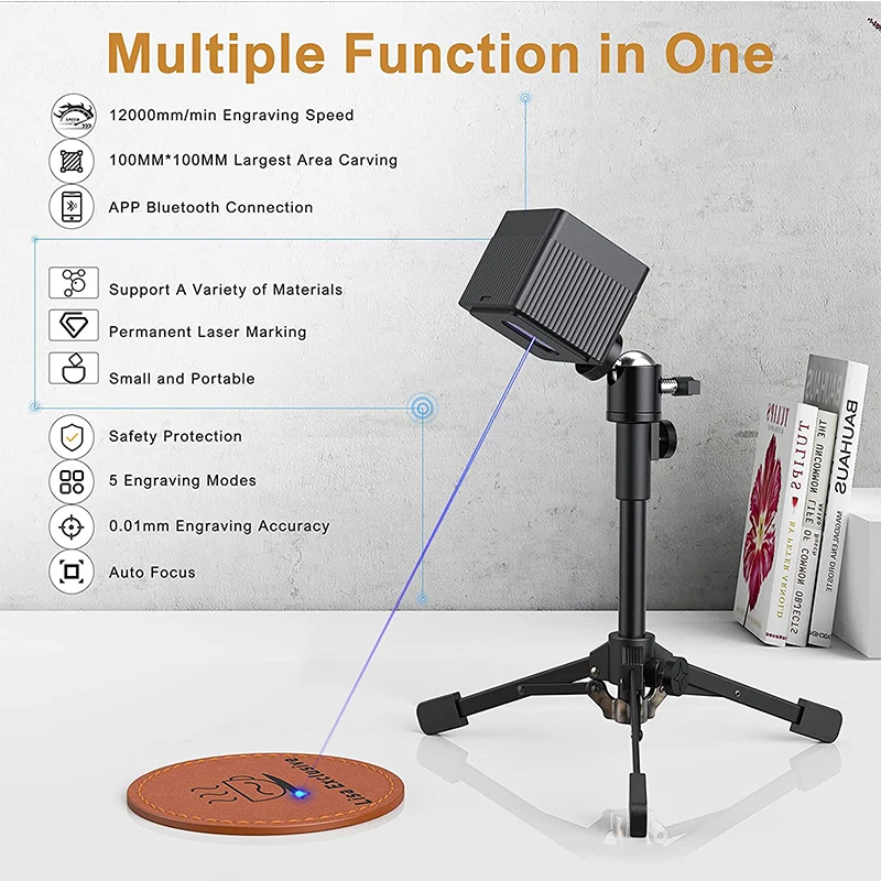 Mini grabador láser con Control por aplicación Bluetooth, cortadores láser de mano de precisión de grabado de 0,01mm con gafas de protección ocular