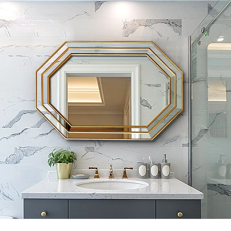 European-Style Bathroom Mirror American Cosmetic Mirror Bathroom Wall-Mounted Antifog Glasses Bathroom  Wall Hanging Mirror