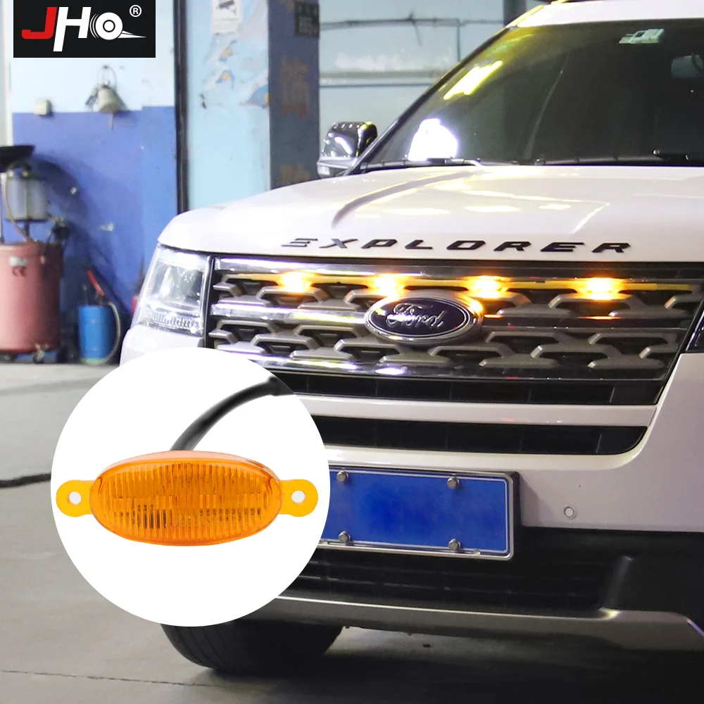 JHO Smoke Car Front Grille LED Light Raptor Style Lamp For Ford Explorer 2016-2019 2018 2017 Limited Sport Platinum Accessories