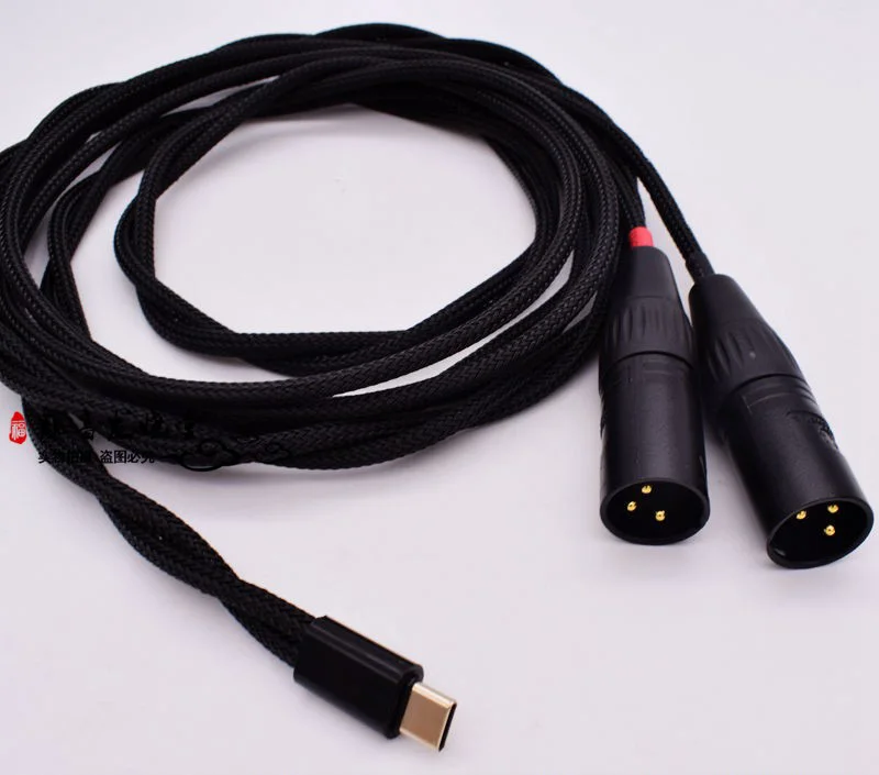 Gold Plated Type C USB C ALC4042 DAC To Dual 3pin XLR Male OCC Cable 384KHZ 32BIT For Phone To Speaker Amplifier