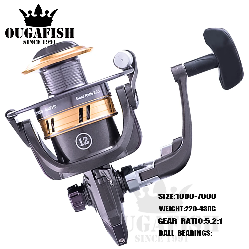 Spinning Fishing Reel Carretilha De Pesca A La Carpe Fish High Speed 5.2:1 Metal Spoon Molinete Accessories Angeln Equipamentos