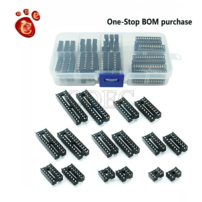Ic Socket Chip Base Microcontroller Blok Dip-6/8/14/16/18/20/24/28 Onderdelen Box 66Pcs