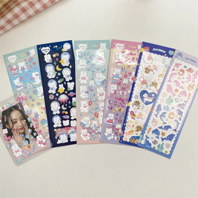 MINKYS Neue Ankunft 3 stücke 6 stücke Kawaii Bär Band Laser Bling Aufkleber DIY Sammelalbum Aufkleber Konfetti Dekoration DIY Foto rahmen – Detail 11
