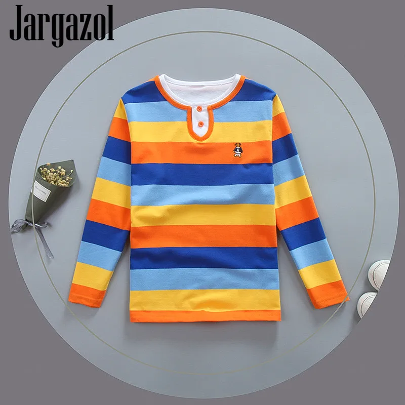 Jargazol T Shirt Kids Clothes Cute Summer Top Color Stripes Tshirt Vetement Enfant Fille Camisetas Baby Boy Shirt Girls Tops