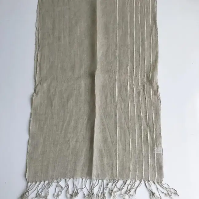 Spring And Summer New Women Pure Linen Scarf Summer Thin Breathable Striped Shawl Tassel Scarves 53x180cm