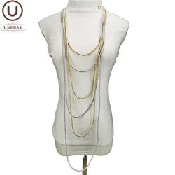 Ukebay Luxury Retro Original Designer Handmade Accessories Multi Layer Line Alloy Jewelry Women Fashion Party Necklace