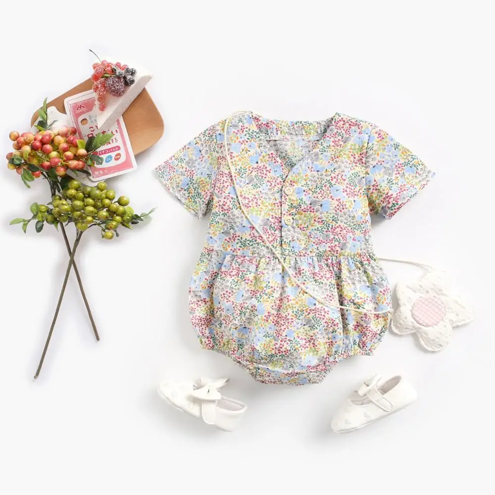 Sanlutoz Cotton Baby Girls Bodysuits Summer Infants Clothing Princess Floral Short-Sleeve Infants Fashion