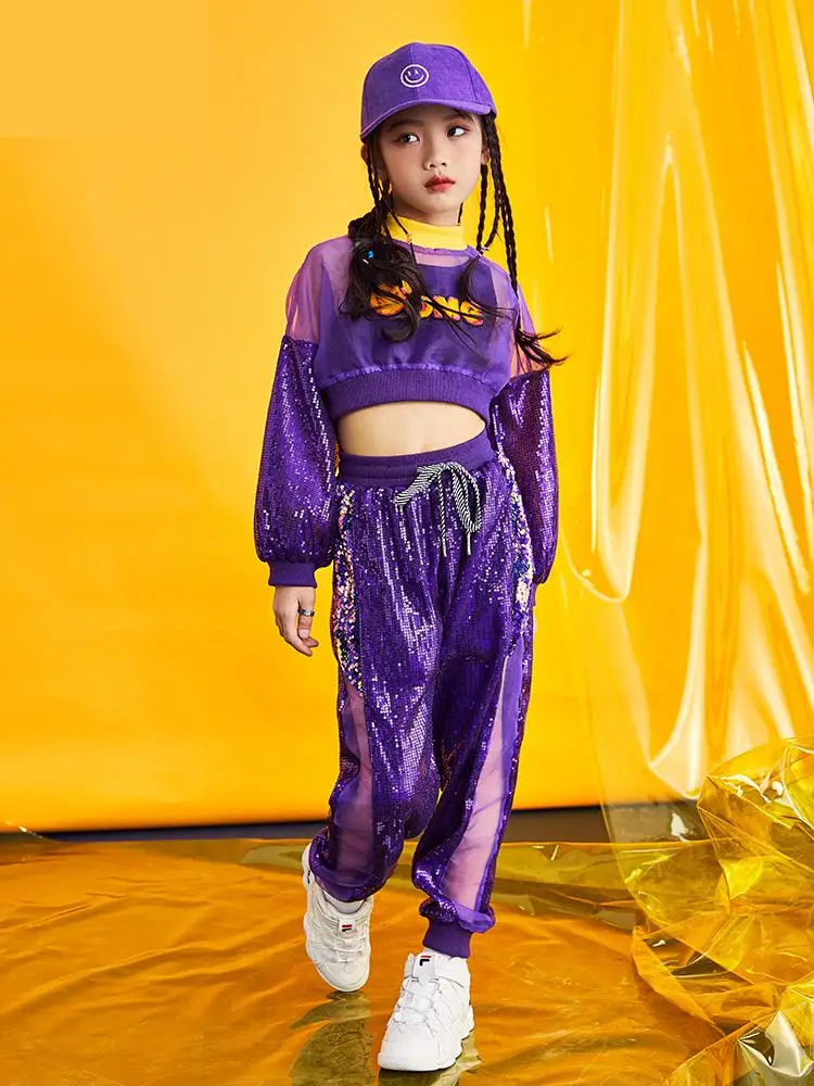 Costume de Jazz et de danse pour enfants, tenue de rue à paillettes, pour spectacle sur scène, vêtements de danse modernes, Hip Hop, nouvelle collection 2020