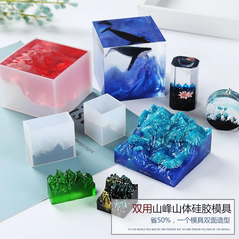 Double-sided Mountain Mold UV Epoxy Resin Mold DIY Handmade High Mirror Silicone Pendant Molds Jewelry Tools Making Crafts