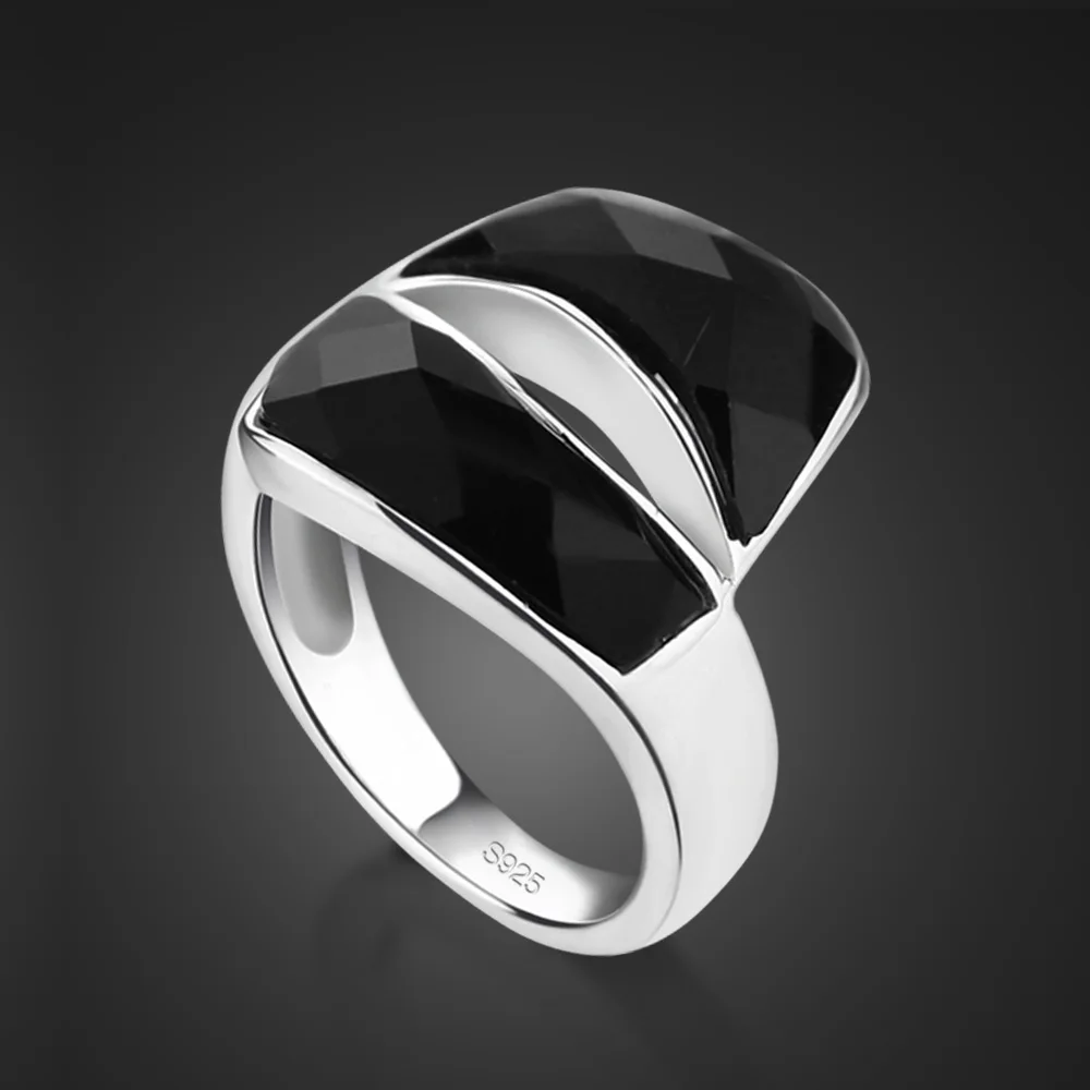 

Beautiful Vintage Design 925 Sterling SILVER Ring Irregular Black Agate Noble Pretty Fashion Women Lady Ring Jewelry