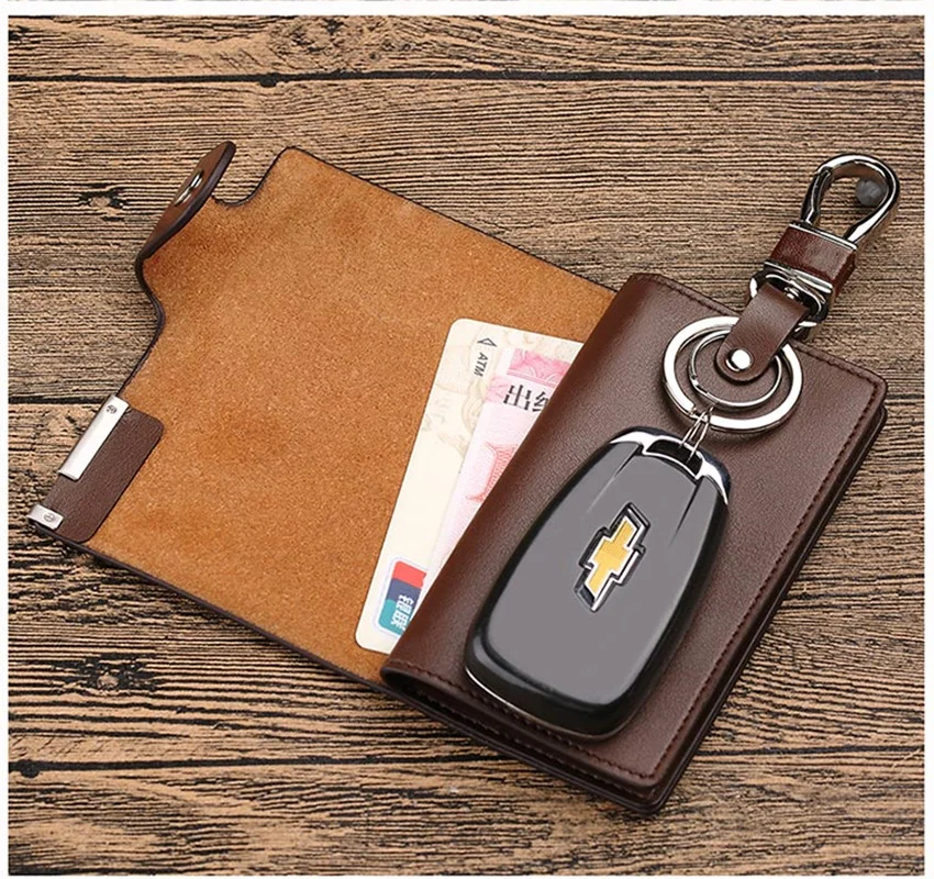 Genuine leather car key case men's multifunctional waterproof zipper buckle coin key case pure leather buckle key housekeeper