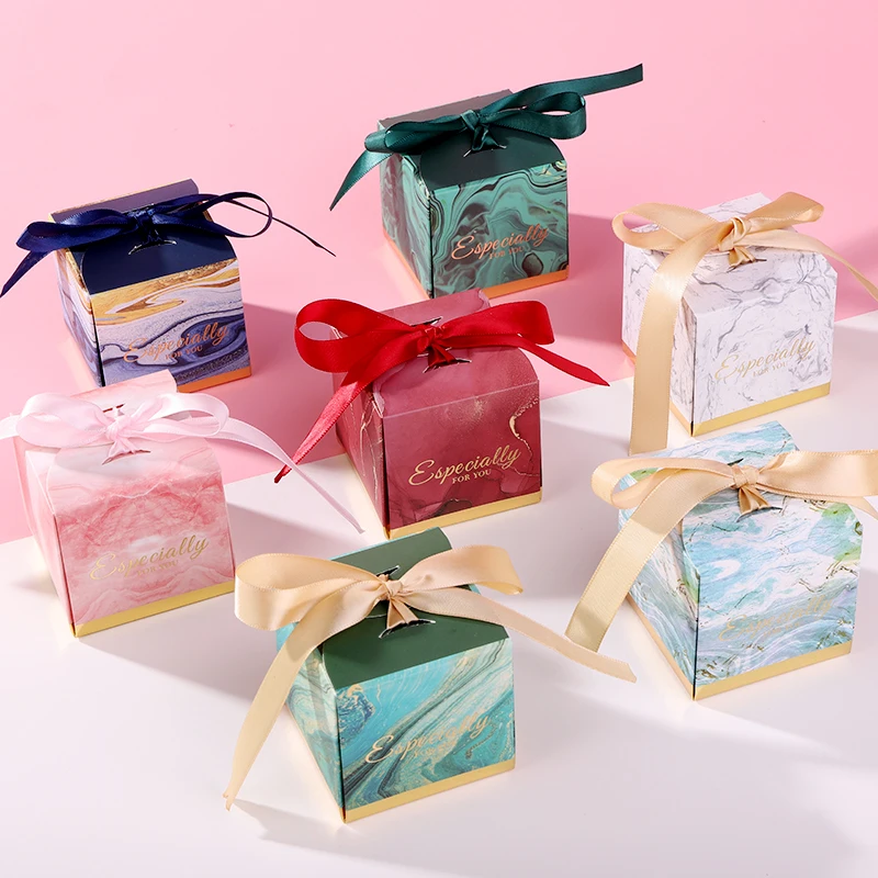 Theme Wedding Favors Candy Box Baby Souvenirs Gift Box with Ribbon Chocolate Paper Box Beautiful Gift Box for Wedding Seven mode