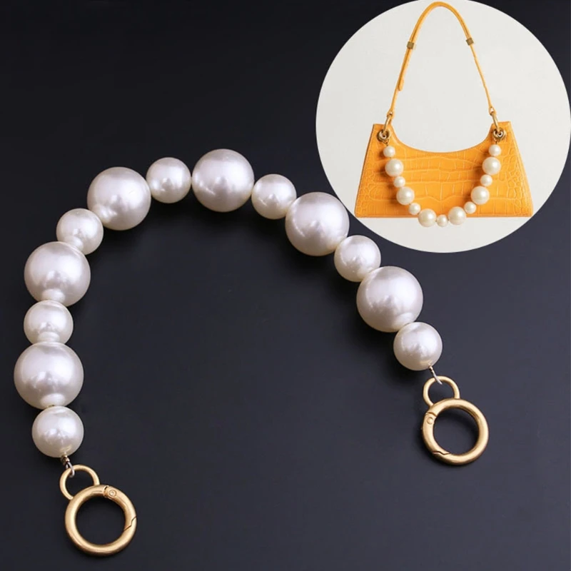

32/40/100cm Faux Pearl Bag Strap Beaded Design Bag Imitation Pearl Bead Handle Short Long Handbag Purse Chain Replacement Bag
