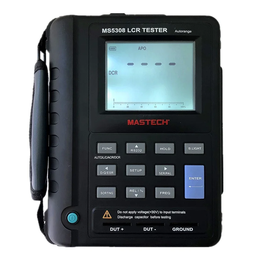 Mastech MS5308 Handheld Auto Range Digital LCR Bridge Test Inductance Capacitance Resistance Meter 100KHz RS232 Dual LCD Display