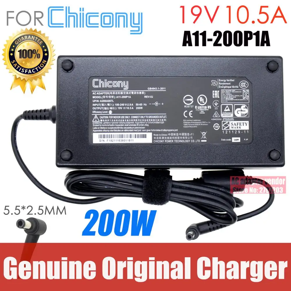 Original A200A007L Chicony AC Adapter A11-200P1A 19V 10.5A 200W Power Supply For Clevo P650RG P670RG P671RG SAGER NP8152 NP8176