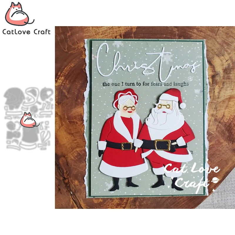 Catlove Christmas Couple Metal Cutting Dies Scrapbooking Mold Stencil Die Cuts Card Making DIY Craft Embossing New Dies For 2021