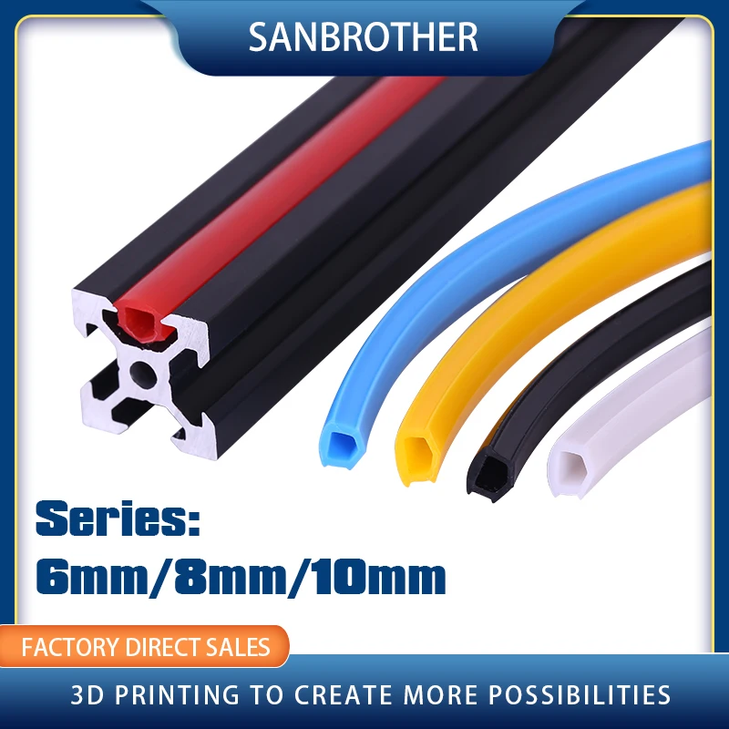 

1meter CNC 2020 series 6mm 8mm 10mm flat seal for 2020 aluminum profile soft Slot Cover Panel red/Orange/black/blue Ender 3 CR10