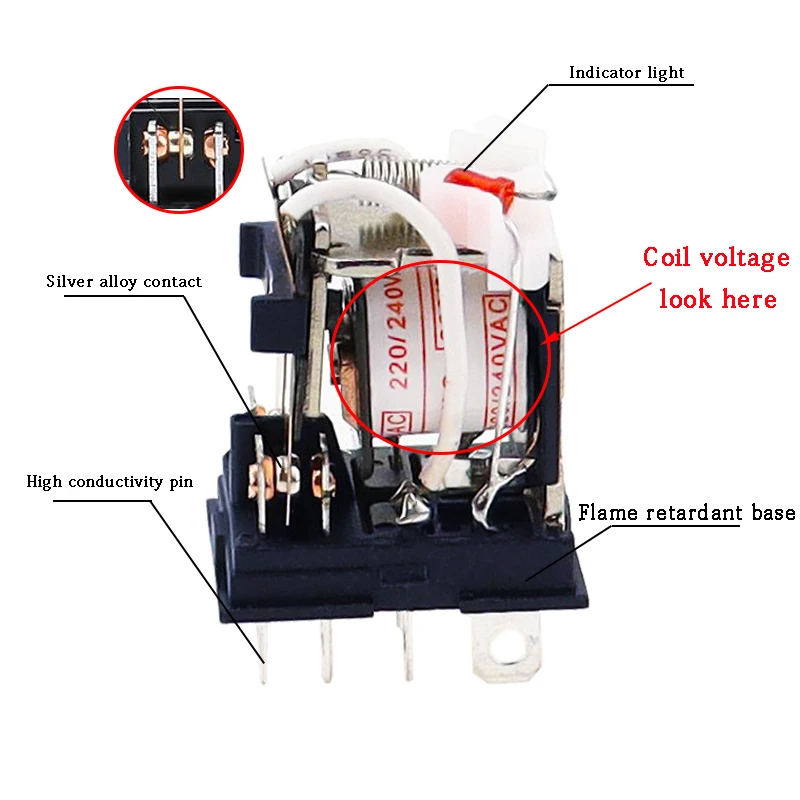 1Pc LY2NJ HH62P Electronic Micro Mini Electromagnetic Relay 10A 8PIN Coil DPDT DC  12V 24V 36V 48V 110V 220V