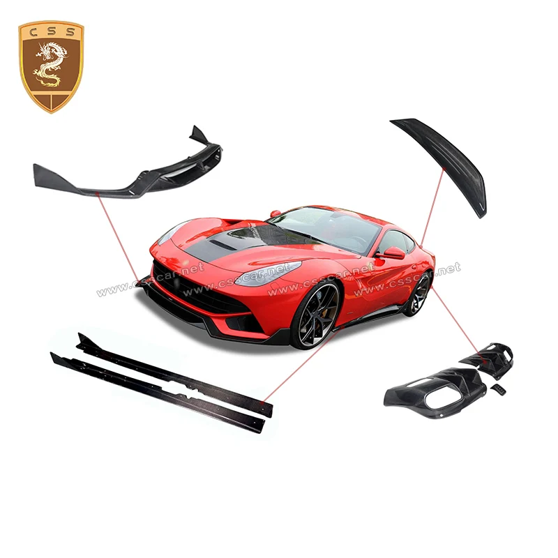 

Mix & Match DM Style Carbon Fiber Body Kit for Ferrari F12 Front Bumper Lip Side Skirt Tail Wing RZ Rear Diffuser Corner Bodykit