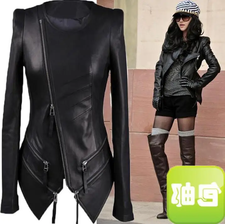 HOT 2020 Autumn sheepskin genuine jacket women short slim Round neck leather clothes plus size women's fashion Coat