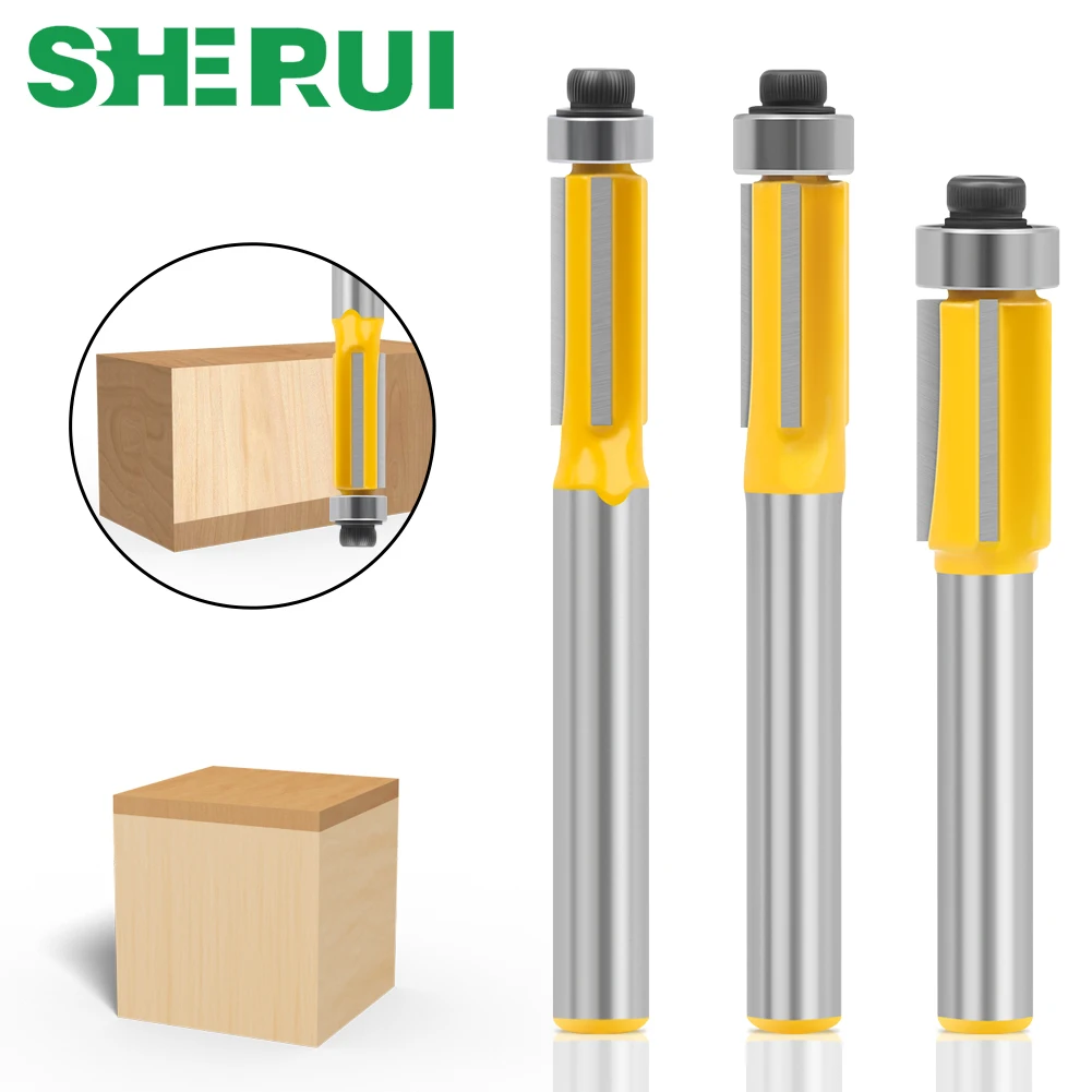 1Pc 6Mm 6.35Mm Vít 3ZFlush Viền Router Chút Với Chịu Lực Cho Gỗ Bản Mẫu Hoa Văn Bit Vonfram cá Chép Trông Trăng Dao Phay Gỗ