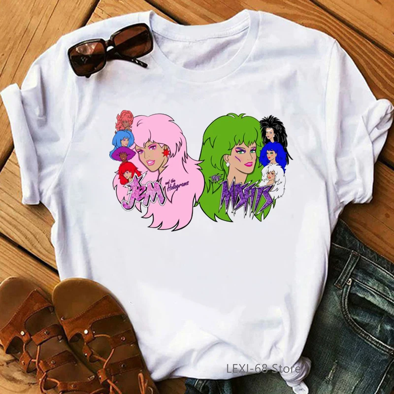 Newest Tshirt Women Jem And The Holograms Funny T Shirt Haut Femme Harajuku Kawaii Hip Hop T-Shirt Female Streetwear Tops