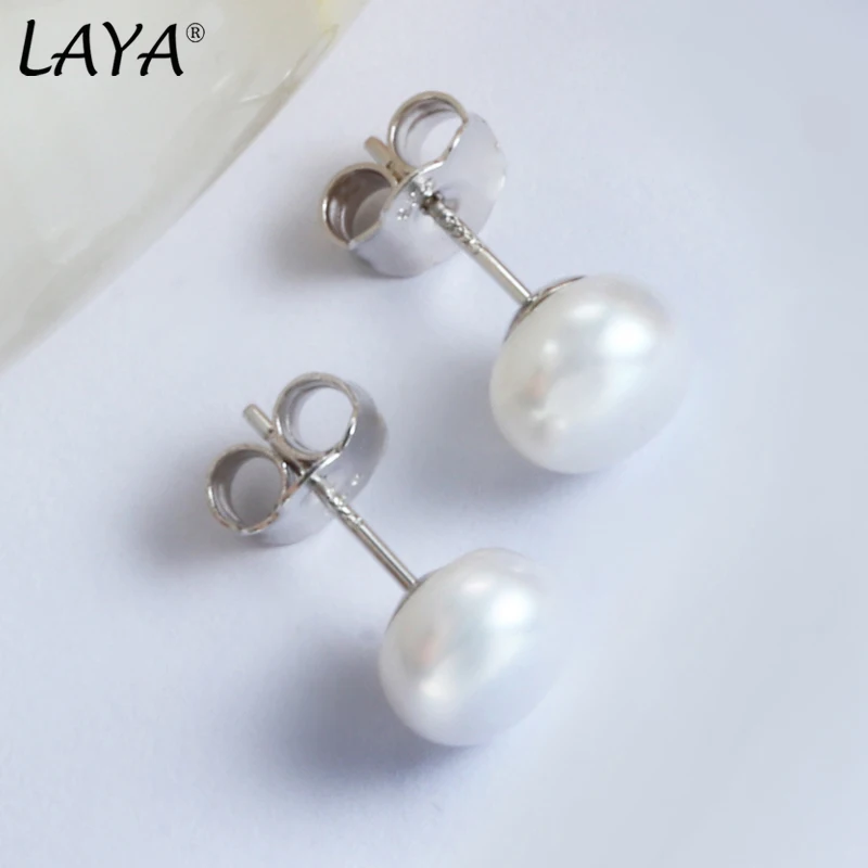 LAYA Real 925 Sterling Silver Fashion Natural Freshwater Pearl Earrings For Women Fine Jewelry Accessories 2022 Trend