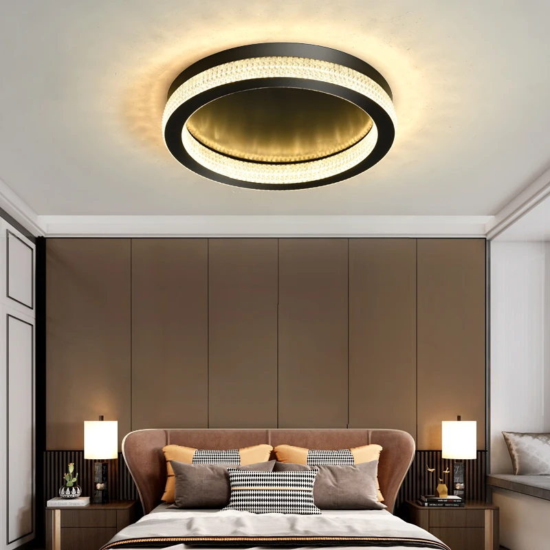 

Modern Luxury Black Gold Round Chandelier Crystal Ceiling Lamp LED For Living Room Bedroom Home Indoor Light Fixtures