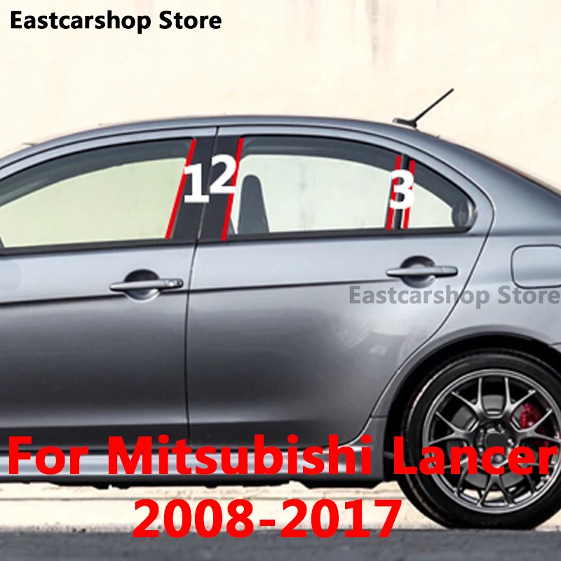 

Наклейка для Mitsubishi Lancer EX 2016, 2015, 2014, среднее окно автомобиля, B, C, центральный столб, PC, Центральная рамка, полоса, крышка 2008-2013