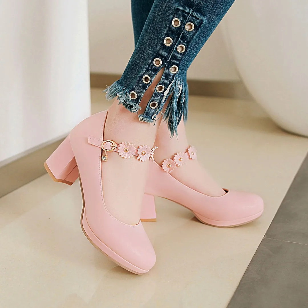 Children Girls High heel Shoes For Kids Princess Sandals Woman Pumps Sweet Flowers Female High heels For Party Wedding 33-43