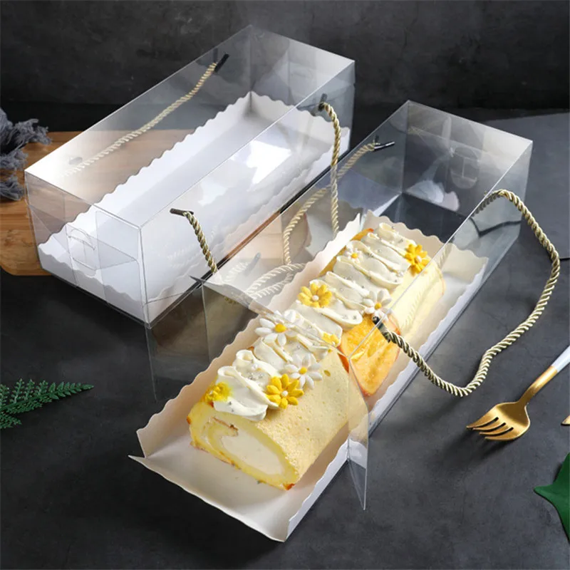 StoBag 10pcs Transparent With Paper Bottom Tote Boxes Baby Shower Cake Decoration Birthday Party Package Backing Supplies Box