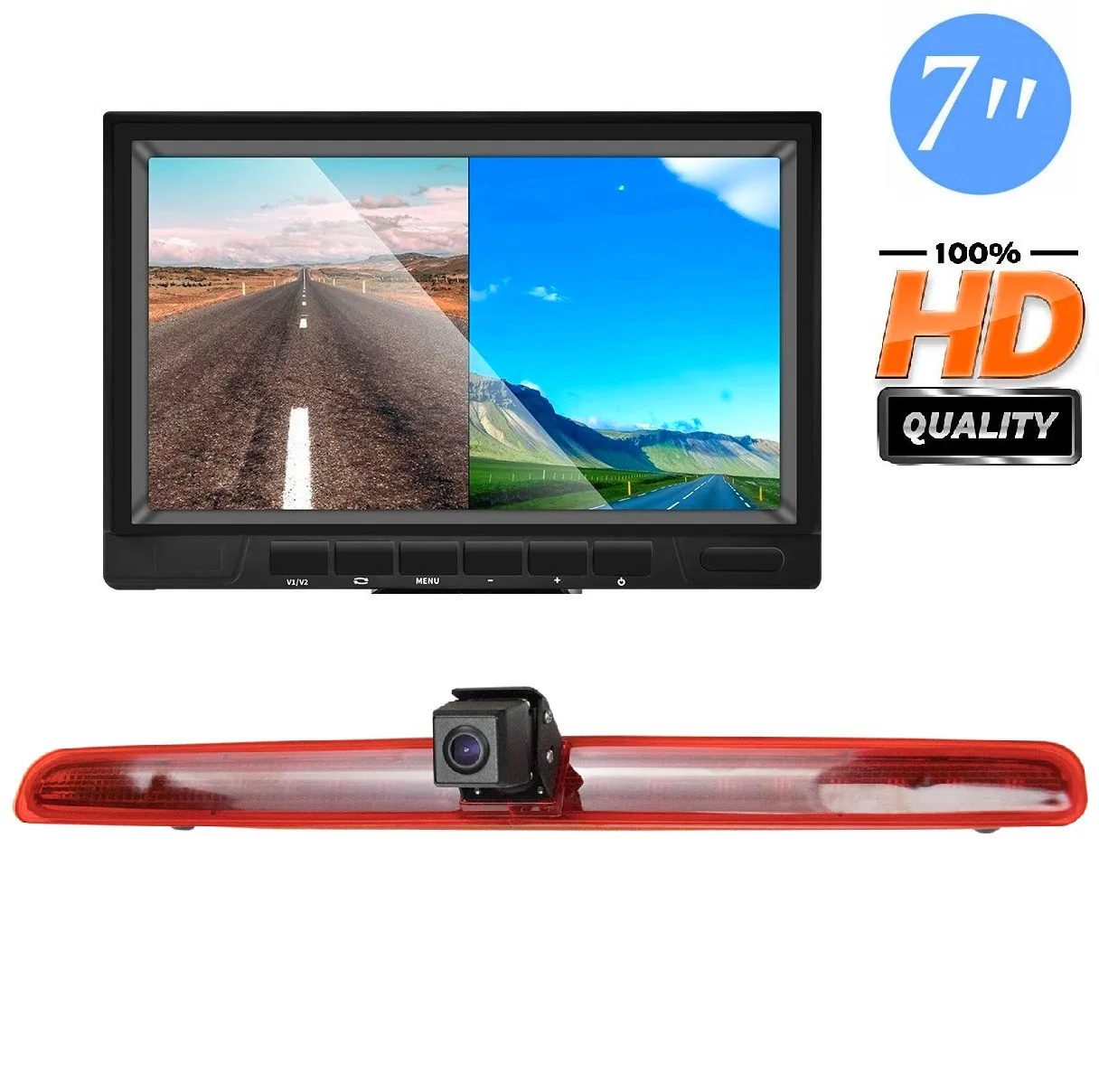 HD 720P Misayaee Brake Light Night Vision Camera+7''monitor for T5 Transporter/Caravelle/Multivan, Stop lights Rearview Camera