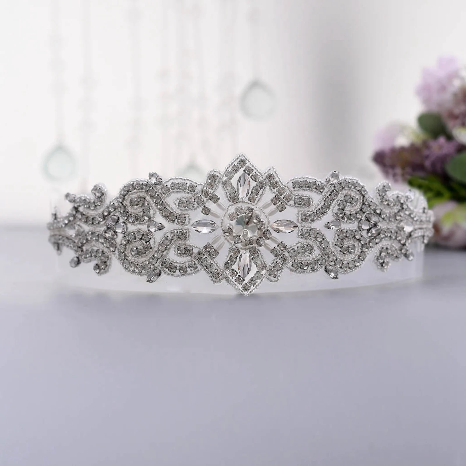 Sparkly Silver Wedding Dress Belts Bridal Sashes Rhinestone Belt for Wedding Bridal Waistband Bride Sash Jewelry Belt for Women