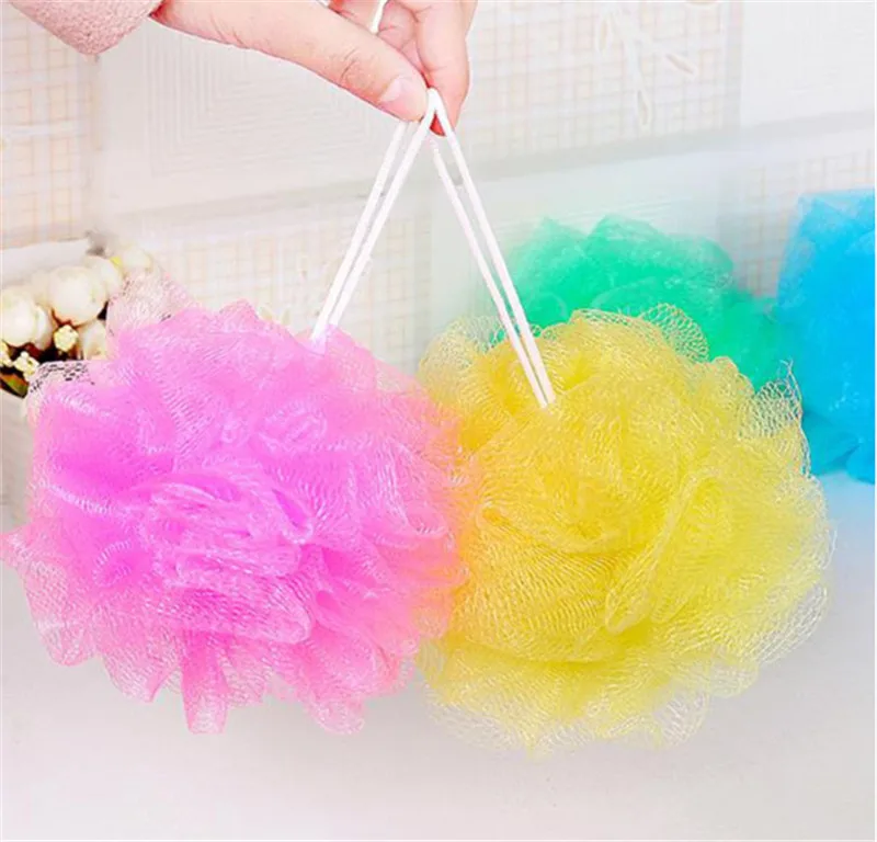 Bath Flower Shower Sponge Ball Solid Color Soft Large Bath Towel Bubble Scrubber Plasctic Body Cleaning Washcloth Rubbing Dry