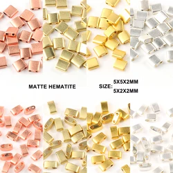 Natural Stone Dull Polish Matte Two Hole Hematite Stone Mineral Loose Spacer Beads For Jewelry Making Diy Bracelet Earrings Tila