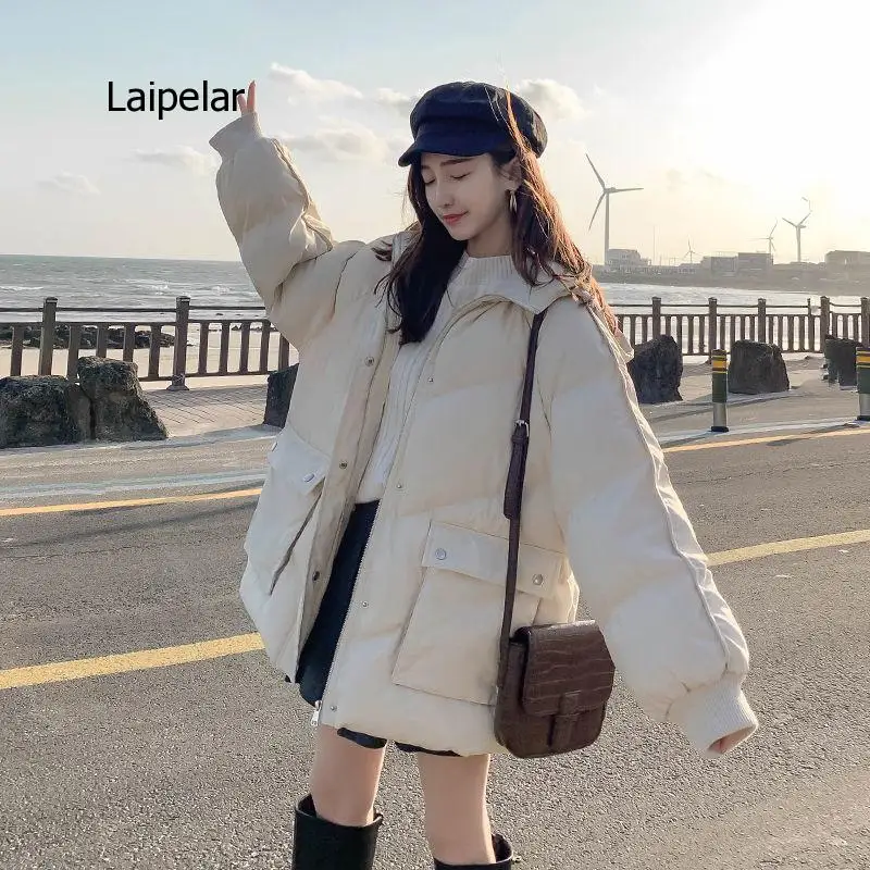 New Warm Woman Jacket Winter Loose Down Jacket Parkas Women Short Cotton Coats Female Korean Hooded Cotton Padded Coat Outwear