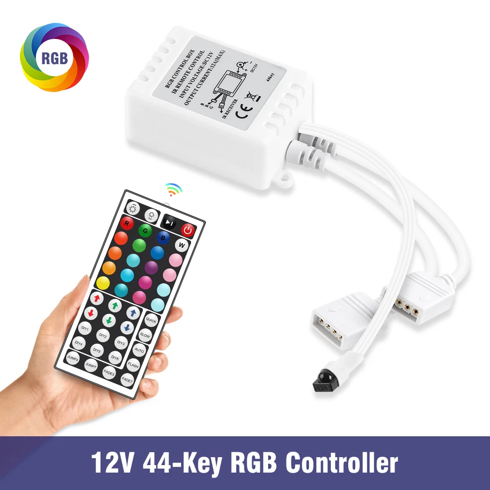 Controlador LED de 44 teclas, controlador LED IR RGB, luces LED, atenuador remoto IR, caja de Control DC12V 6A para tira de luces LED RGB 3528 5050