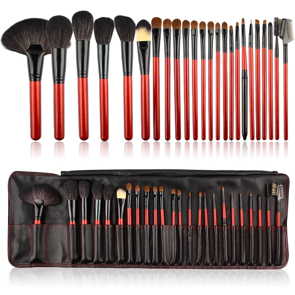 Professional Makeup Brushes set with case Wood Red Wholesale MakeUp Brushes Foundation custom Makeup Brush kit in private label